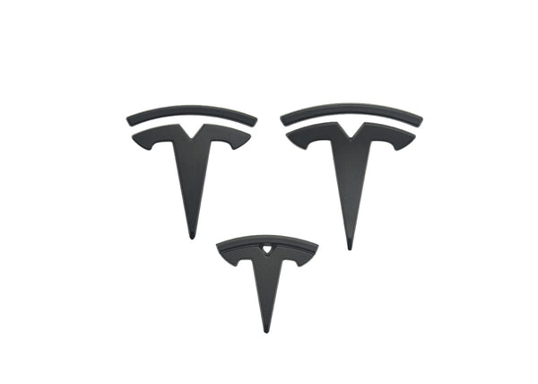 Tesla Logo Sticker (wheel & front trunk & rear trunk ) Matte Black